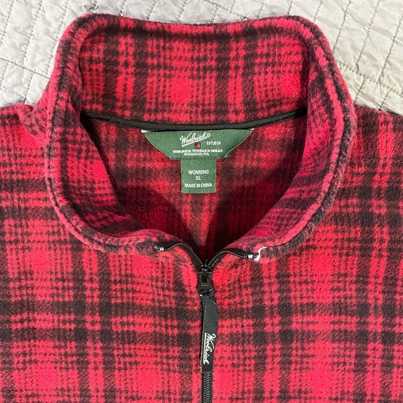 Woolrich Red Plaid Fleece Zip Vest Size XL - Picture 5 of 13